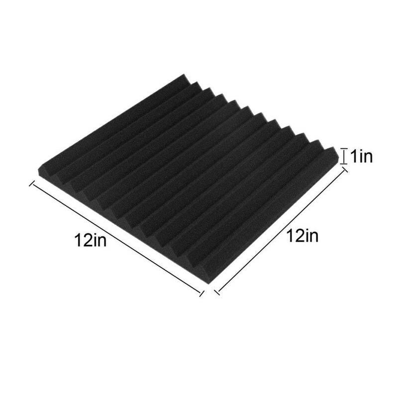 Burdurry 24 Pack Acoustic Panels Soundproof Studio Foam for Walls Sound Absorbing Panels Sound Insulation Panels Wedge for Home Studio Ceiling, 1" X 12" X 12" (Black) - Image 2